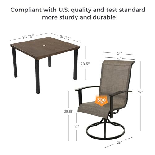 7-Piece Patio Dining Set for 6 with Swivel Chairs and Rectangular Table P2318