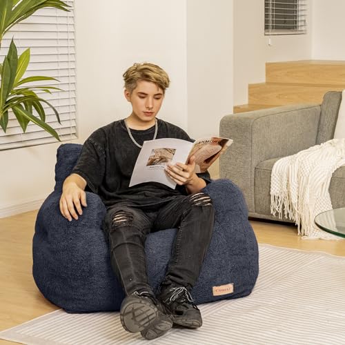Bean Bag Chair with Filler, Tufted Soft Stuffed, Black B61630