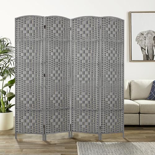 Rose Home Fashion 6 ft Tall Room Divider 4 Panel Folding Privacy Screen, Dark Coffee C8634