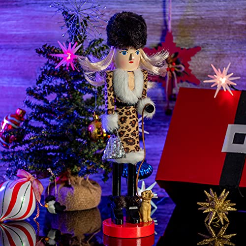 Ornativity Christmas Nutcracker Wooden Glitter Shopper Dog Mom Decor 15" H938