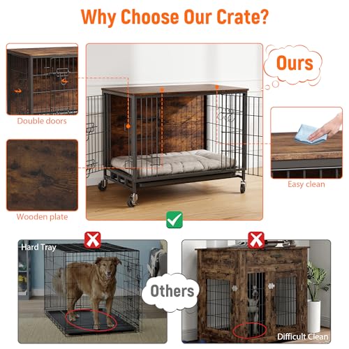 Heavy Duty Metal Dog Crate with Shelves, Indoor Outdoor Pet Kennel Y8516
