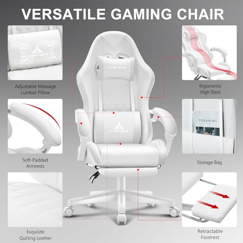 Ergonomic Gaming Chair with Massage, Footrest and Lumbar Support, Black U920785