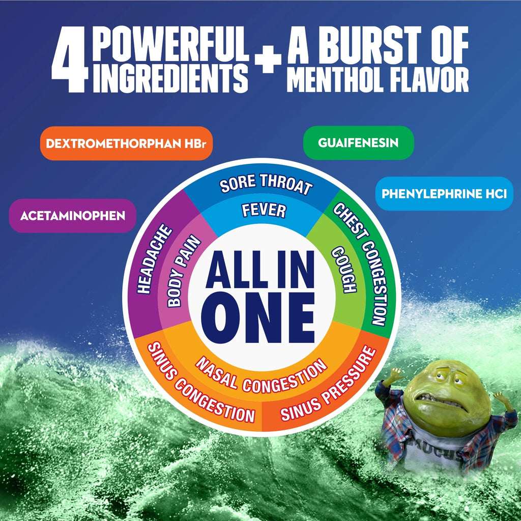 Mucinex Fast Max Kickstart Cold and Flu Medicine, Menthol Flavor, 6 fl oz W399