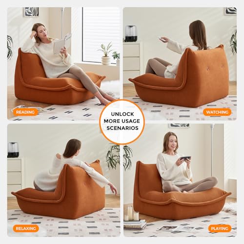 Giant Bean Bag Chair Sofa with Memory Foam for Adults and Kids, Caramel X927258