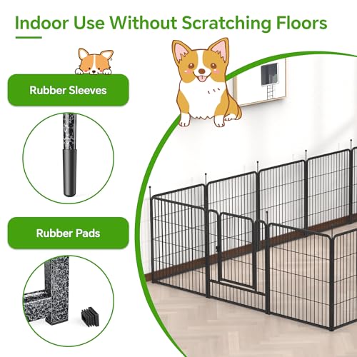 Mr Ironstone Dog Playpen 40" Height 8 Panels Portable Foldable Indoor Outdoor Pet Fence D44635