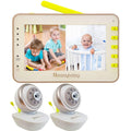 Moonybaby Split 55 Baby Monitor with 2 Cameras, Split Screen Video, No WiFi Pan Tilt Camera, Wide View Lens Included, 4.3 inches Large Monitor, Night Vision, Temperature, 2 Way Talk Back, Long Range