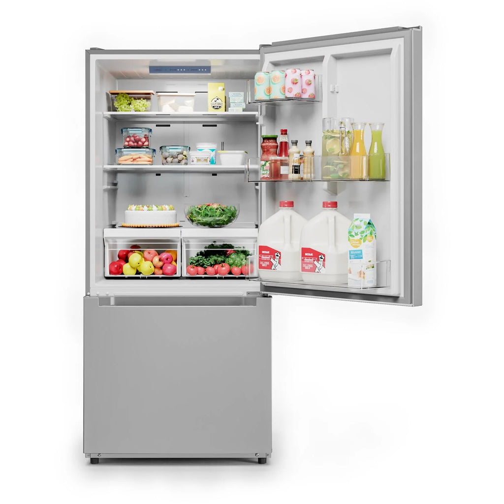 Midea 18.7 Cu. Ft. Bottom Mount Refrigerator, Stainless Steel O61803