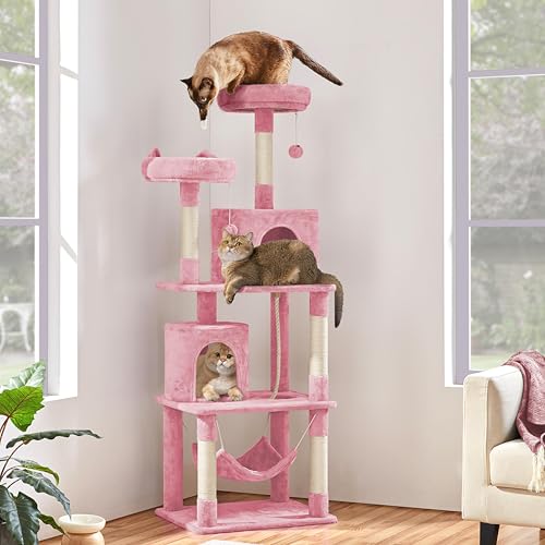 Yaheetech 62.5in Cat Tree with Platform & Hammock, Dark Gray L747397