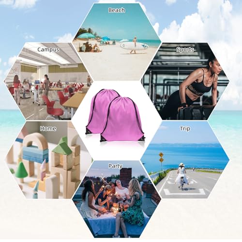 GoodtoU 40 Pack Drawstring Backpacks Waterproof Nylon Cinch Bags for School Gym N792