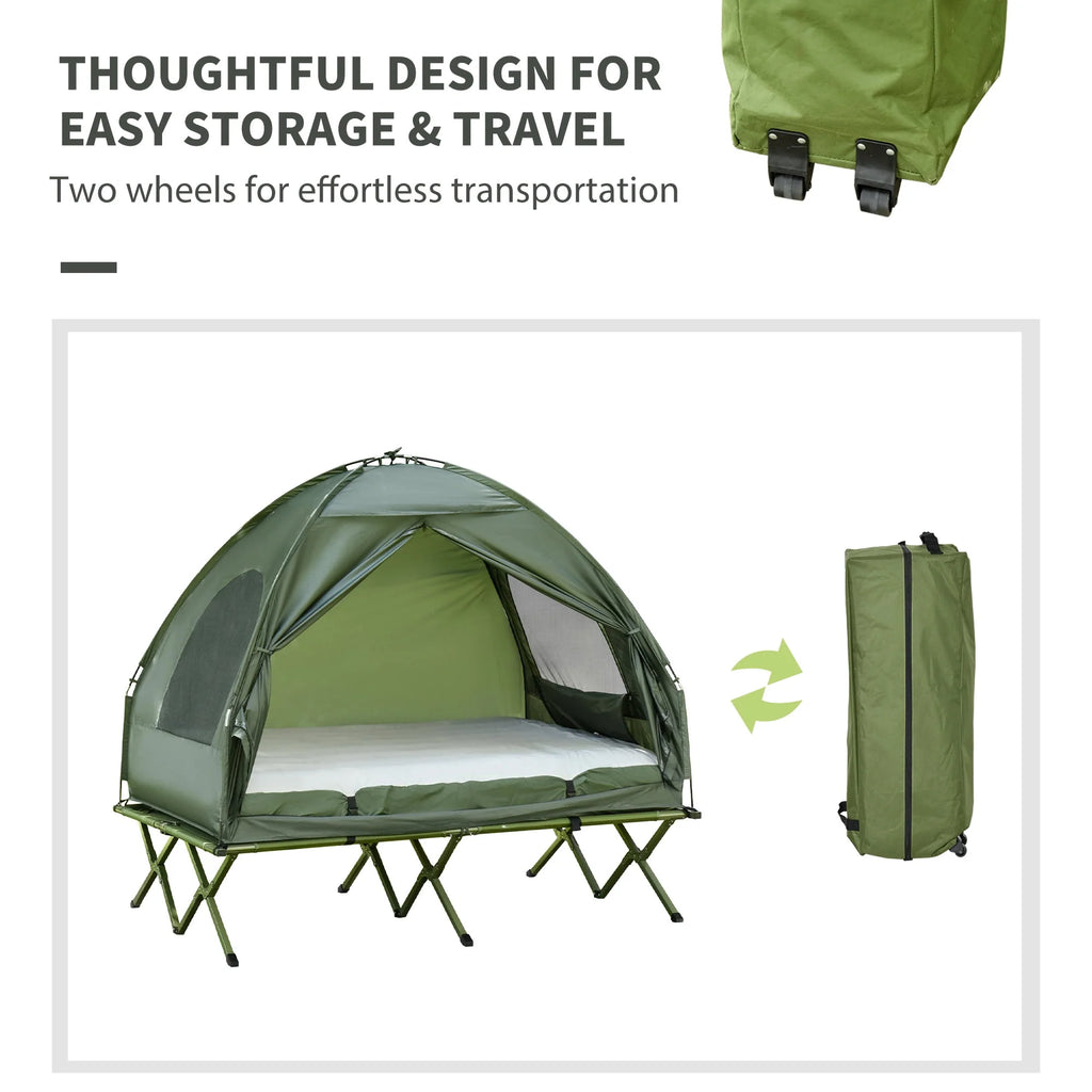 Outsunny 2 Person Foldable Camping Cot with Tent and Air Mattress X49896