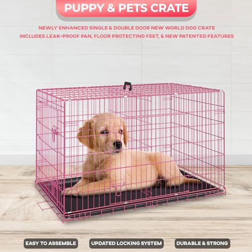 FDW Dog Crate for Large Dogs 48 Inch Folding Metal Wire Cage Double Door N1299