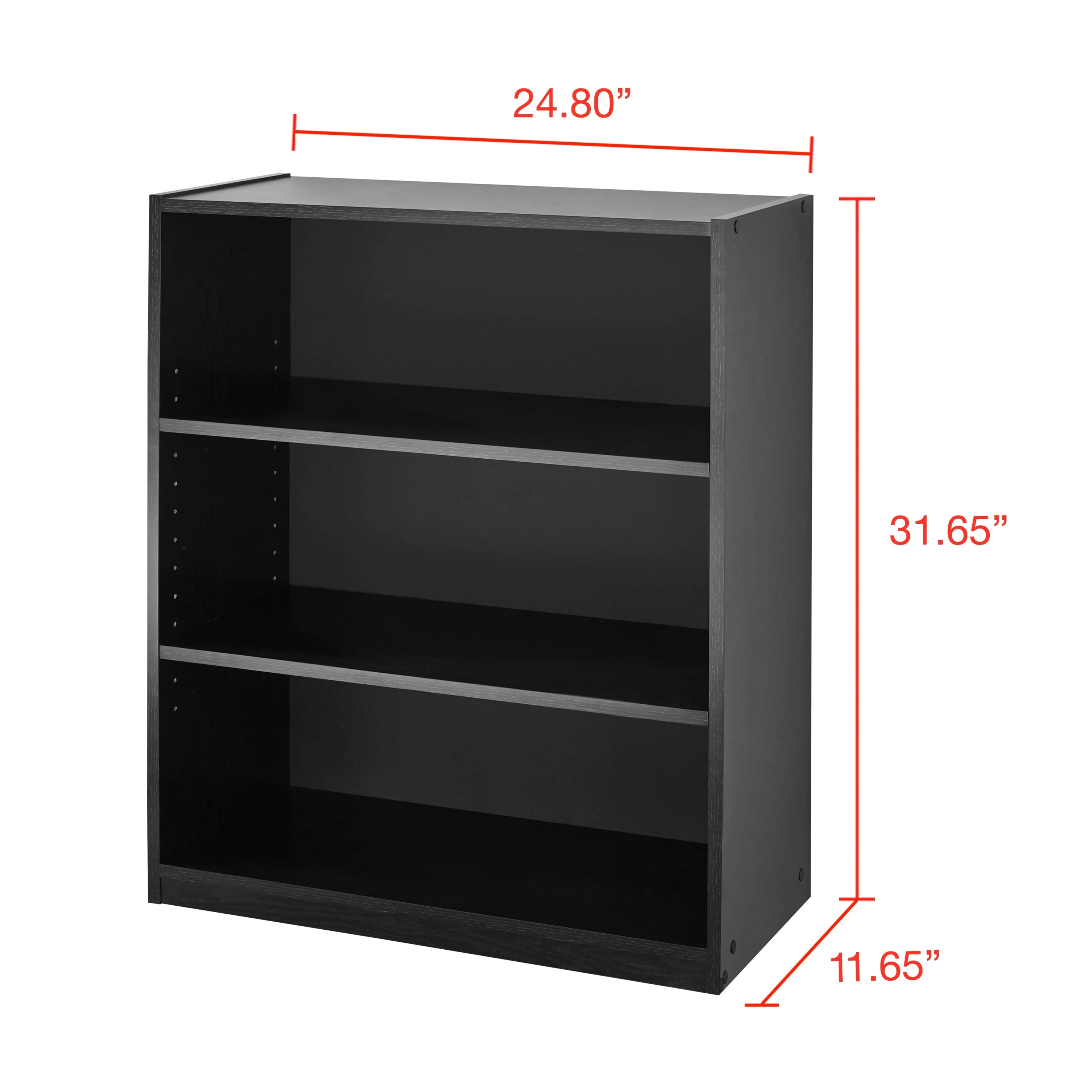 Mainstays 3-Shelf Bookcase with Adjustable Shelves, True Black Oak D26467