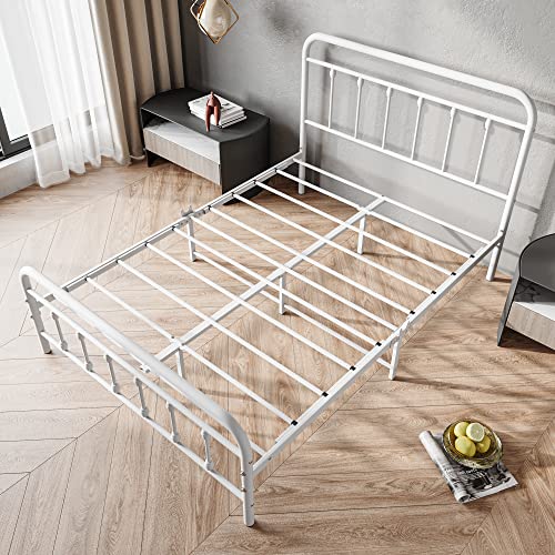 Vintage Full Size Metal Bed Frame with Headboard and Footboard, Black Z946901