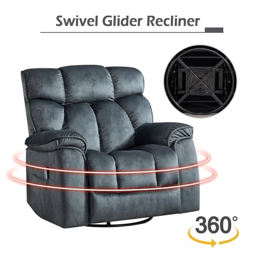 INZOY Massage Swivel Rocker Recliner with Heat and Vibration, Brown G989