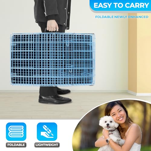 FDW Dog Crate for Large Dogs 48 Inch Folding Metal Wire Cage Double Door N1299