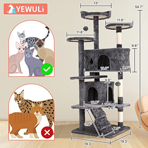 ASHY 54in Cat Tree with Scratching Post for Indoor Cats I993