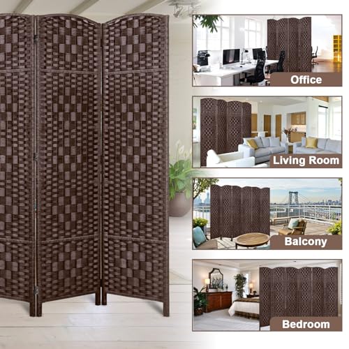 Rose Home Fashion 6 ft Tall Room Divider 4 Panel Folding Privacy Screen, Dark Coffee C8634