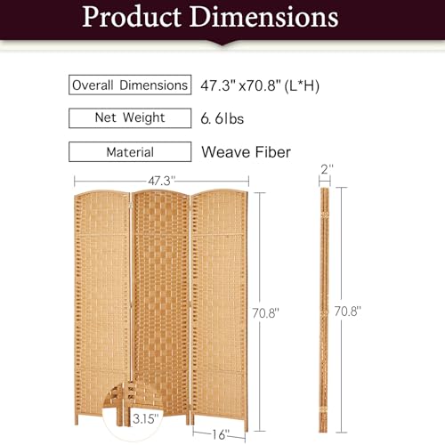 Rose Home Fashion 6 ft Tall Room Divider 4 Panel Folding Privacy Screen, Dark Coffee C8634