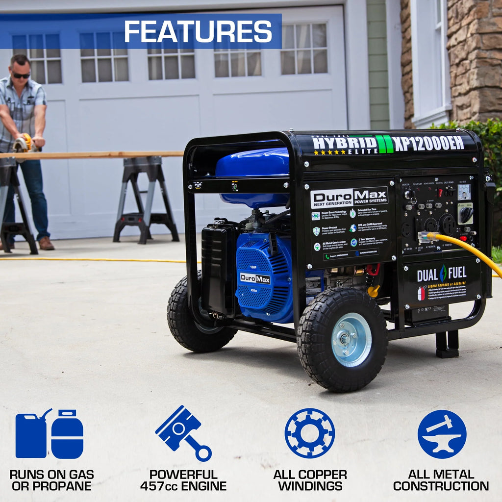 DuroMax XP12000EH 12,000 Watt Dual Fuel Portable Generator C847
