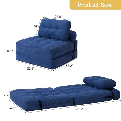 Folding Sofa Bed Convertible Sleeper Chair with Pillow, Grey L546