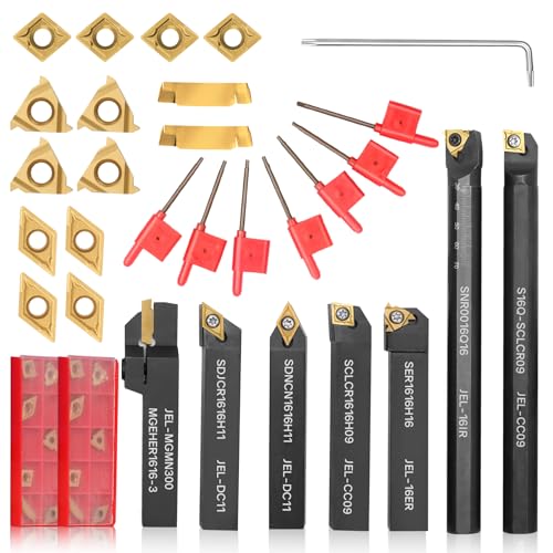 Indexable Lathe Turning Tool 21Pcs Kit 3/8'' 10mm Shank with Carbide Inserts Z5376