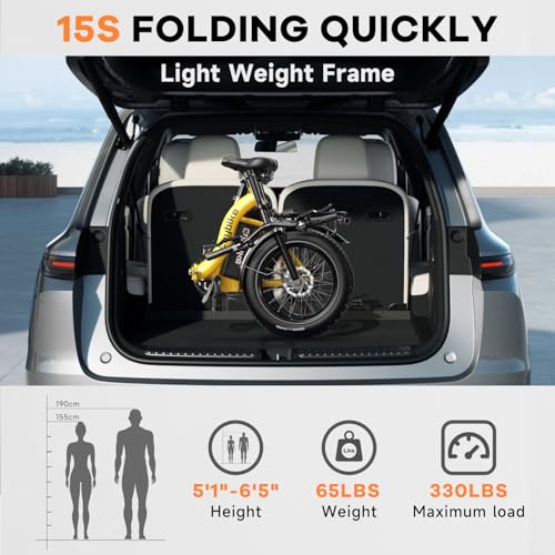 Folding Electric Bike 1000W 48V 20AH Removable Battery 20" Fat Tire for Adults C847123
