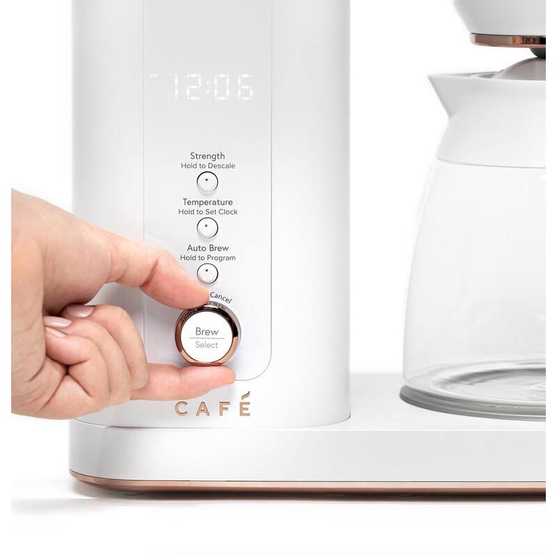 10 Cup Matte White Drip Coffee Maker with Glass Carafe W972947