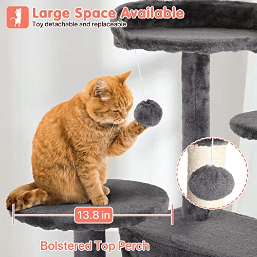 ASHY 54in Cat Tree with Scratching Post for Indoor Cats I993