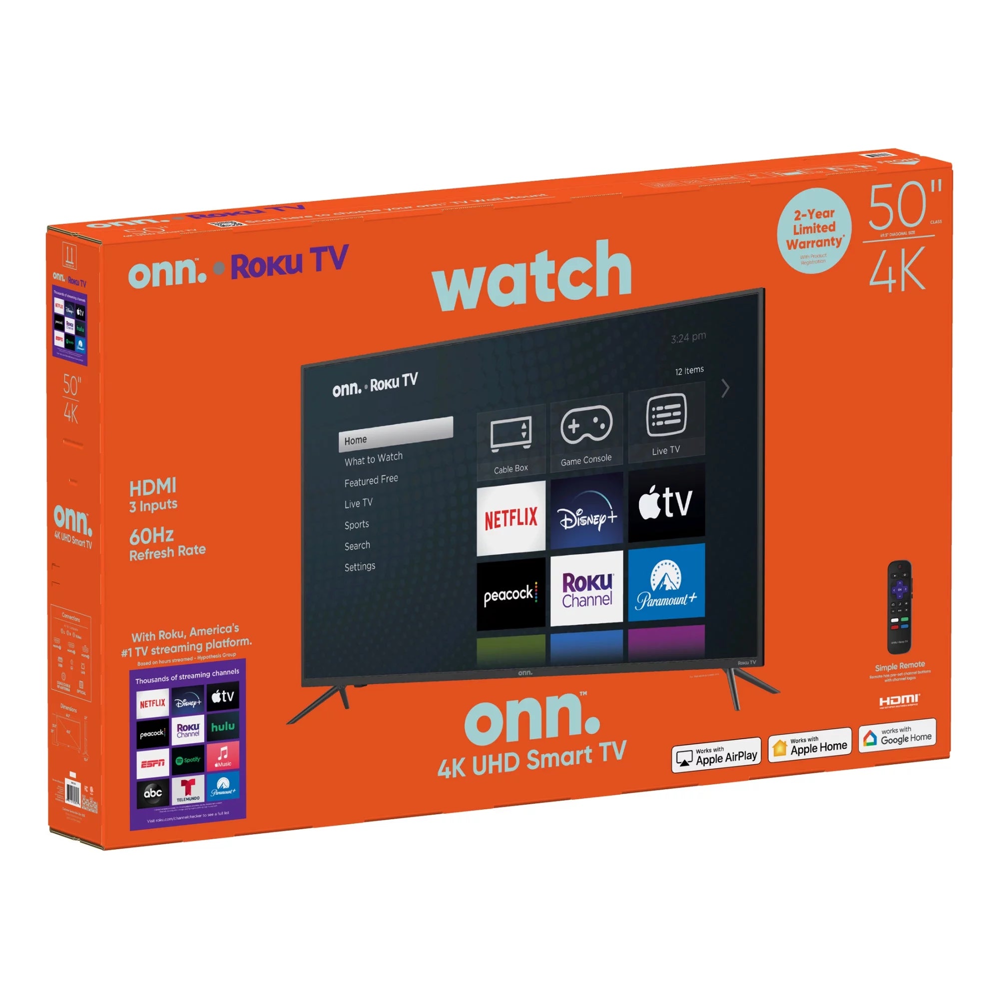 onn. 50" Class 4K UHD Roku Smart TV HDR M266