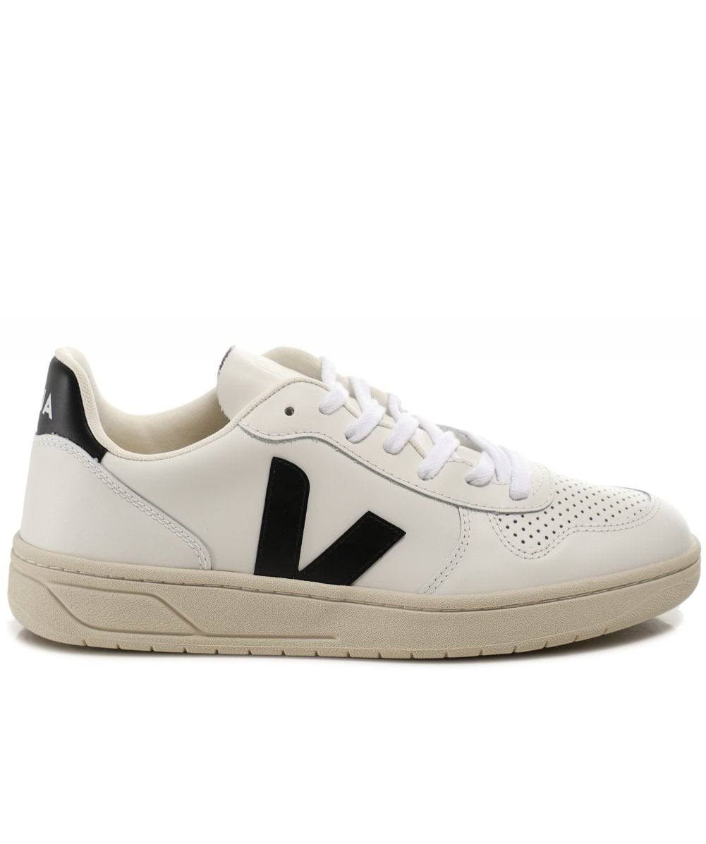 Veja V-10 Leather Sneakers White Black E78341