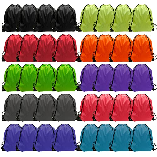 GoodtoU 40 Pack Drawstring Backpacks Waterproof Nylon Cinch Bags for School Gym N792