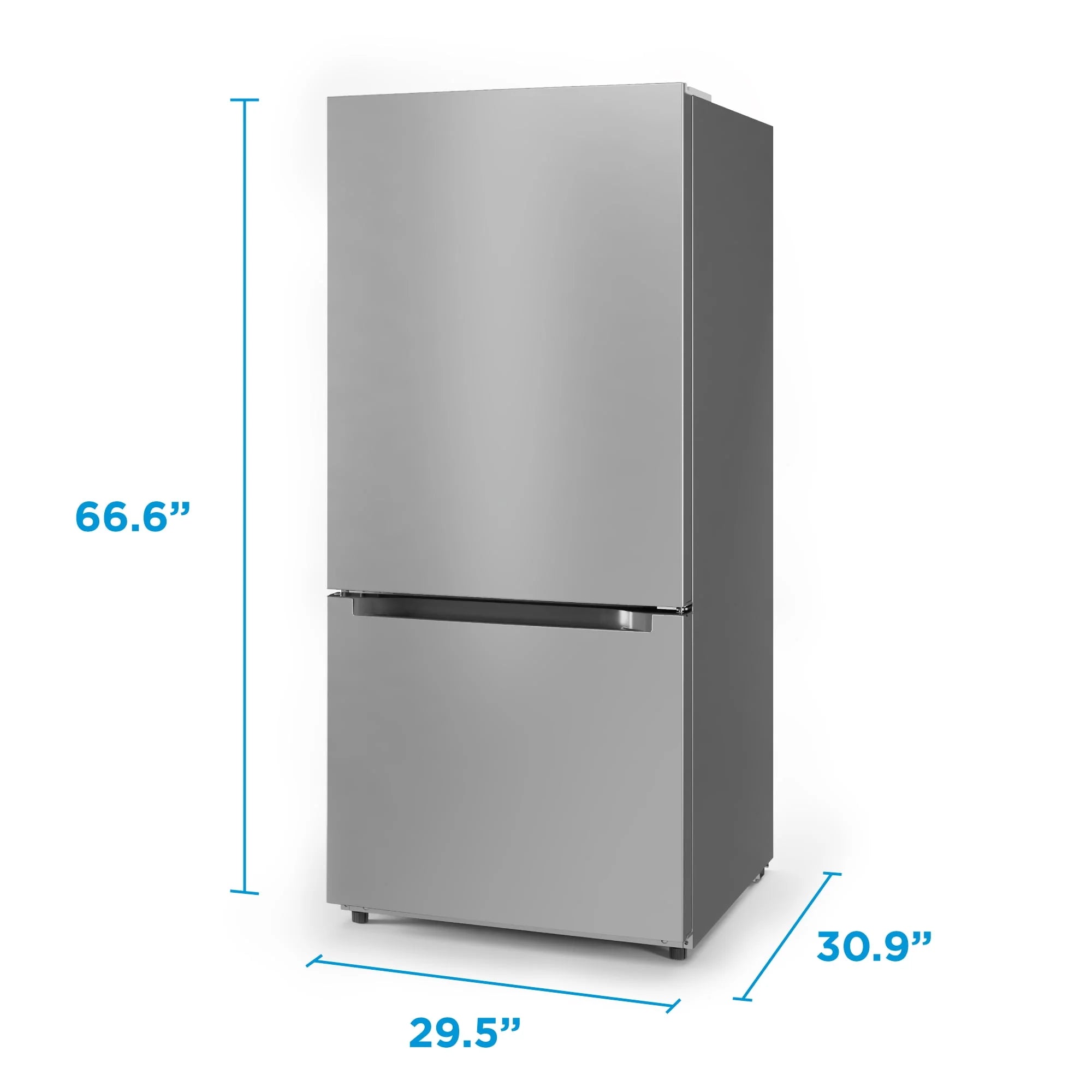 Midea 18.7 Cu. Ft. Bottom Mount Refrigerator, Stainless Steel O61803