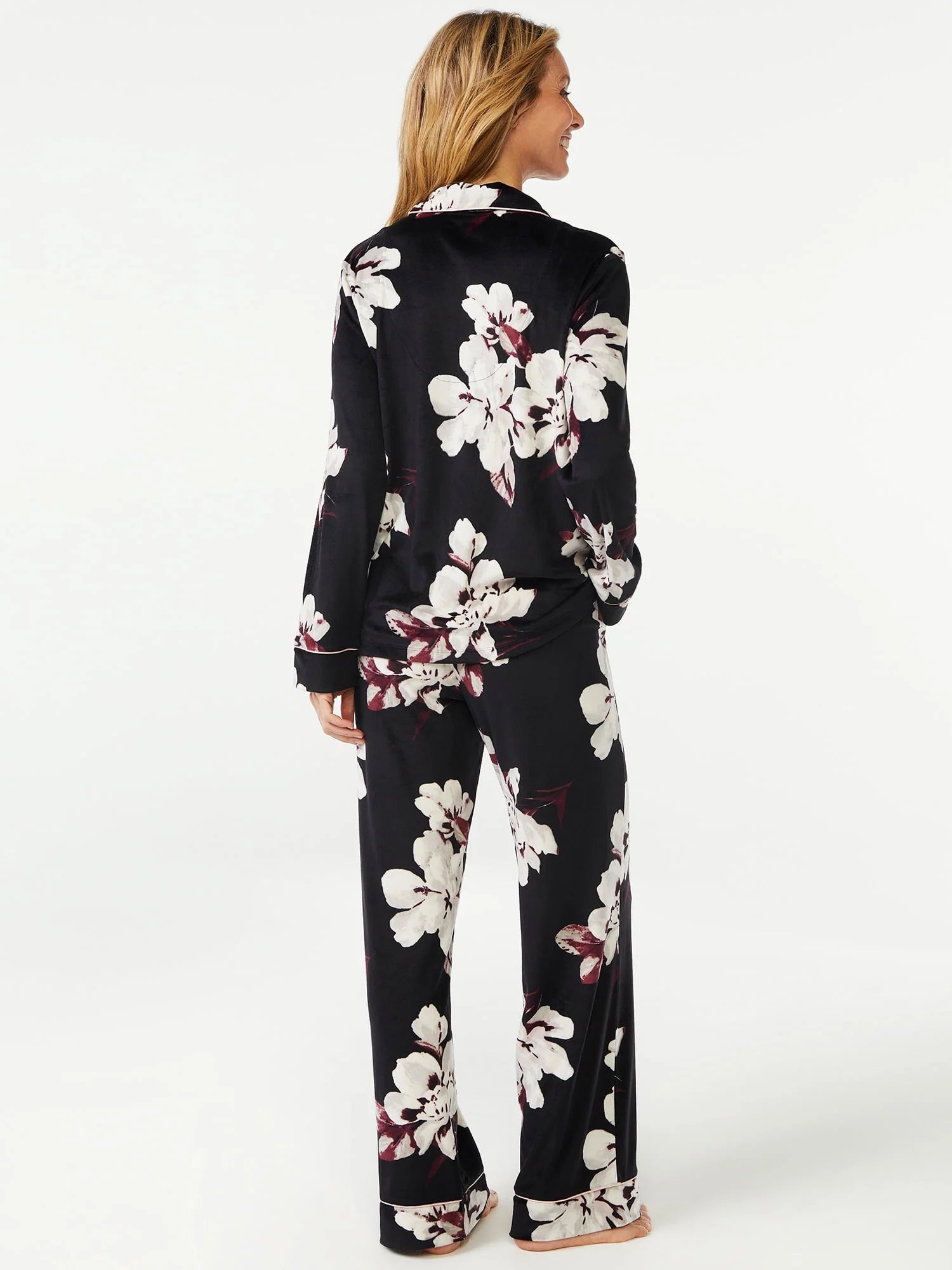 Joyspun Women's Velour Knit Pajama Set, 2-Piece C639006