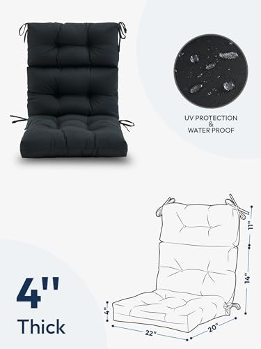 Outdoor High Back Chair Cushion Water Resistant Tufted with Ties Purple P961