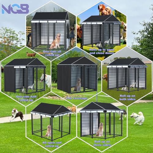 NGB Outdoor Dog Kennel Cover, 600D Heavy Duty Waterproof, Black W2510