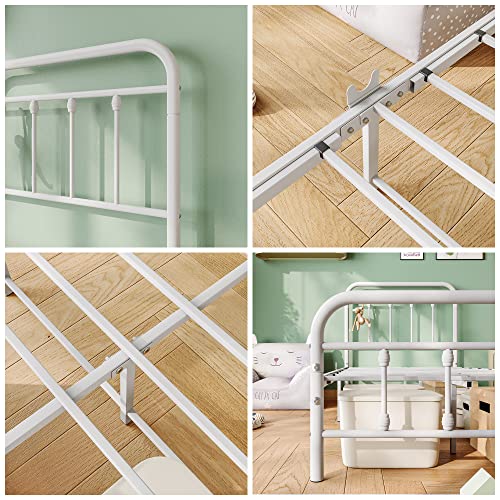 Vintage Full Size Metal Bed Frame with Headboard and Footboard, Black Z946901
