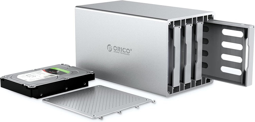 ORICO 4 Bay Hard Drive Enclosure 3.5inch Type-C to SATA Aluminum Alloy External HDD/SSD Storage Drive Enclosure Screw Installtion Data Safe Protection for Enterprise Backup Up to 64TB(4x16) - WS400C3