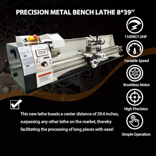 Metal Lathe 8''x39'' Benchtop Machine 1100W Brushless Motor WM210V 110V R886