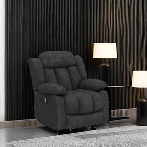 INZOY Massage Swivel Rocker Recliner with Heat and Vibration, Brown G989