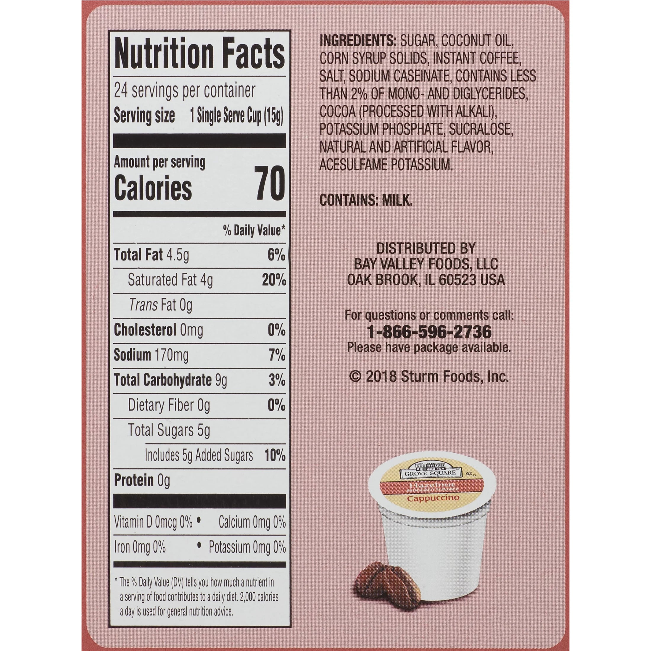 Grove Square Hazelnut Cappuccino Coffee Pods, 24 Count for Keurig K-Cup Brewers J882964