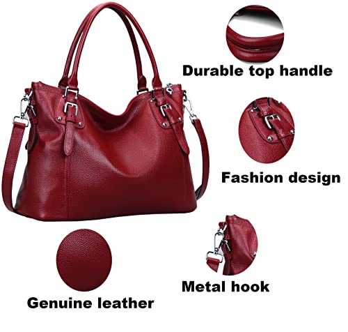 HESHE Genuine Leather Tote Shoulder Bag for Women P1142