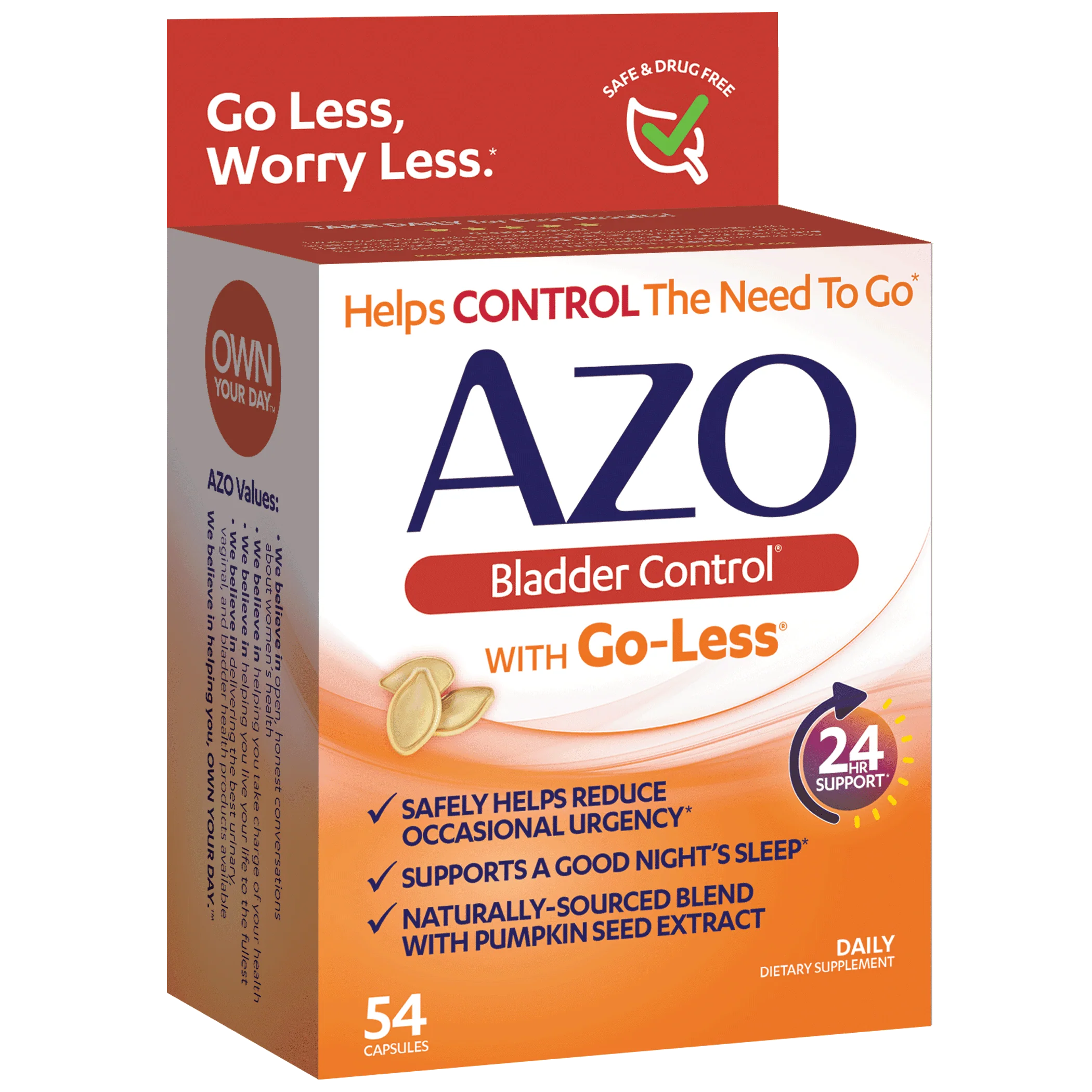 AZO Bladder Control with Go-Less Daily Supplement, 54 Count Capsules P383