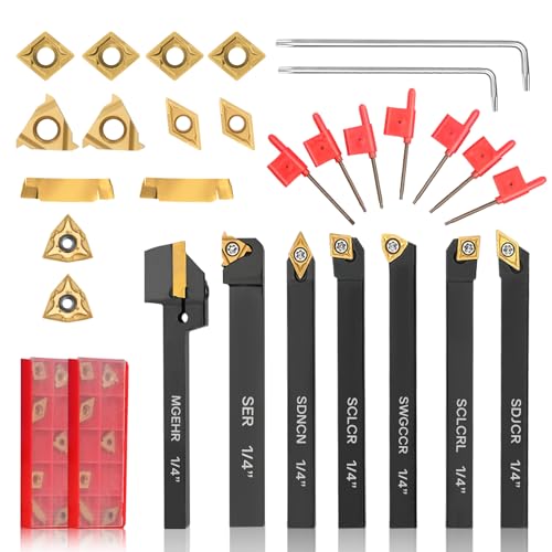 Indexable Lathe Turning Tool 21Pcs Kit 3/8'' 10mm Shank with Carbide Inserts Z5376