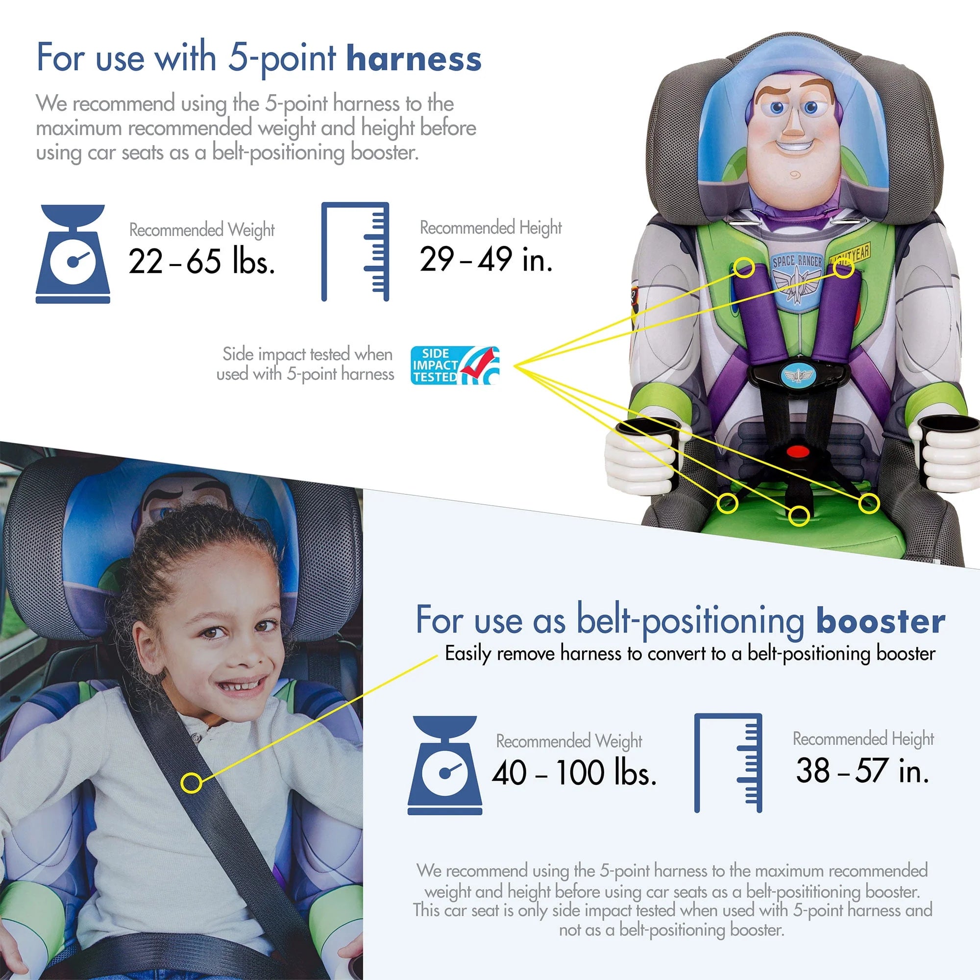 KidsEmbrace Combination Harness Booster Car Seat, Marvel Avengers Captain America Q1832