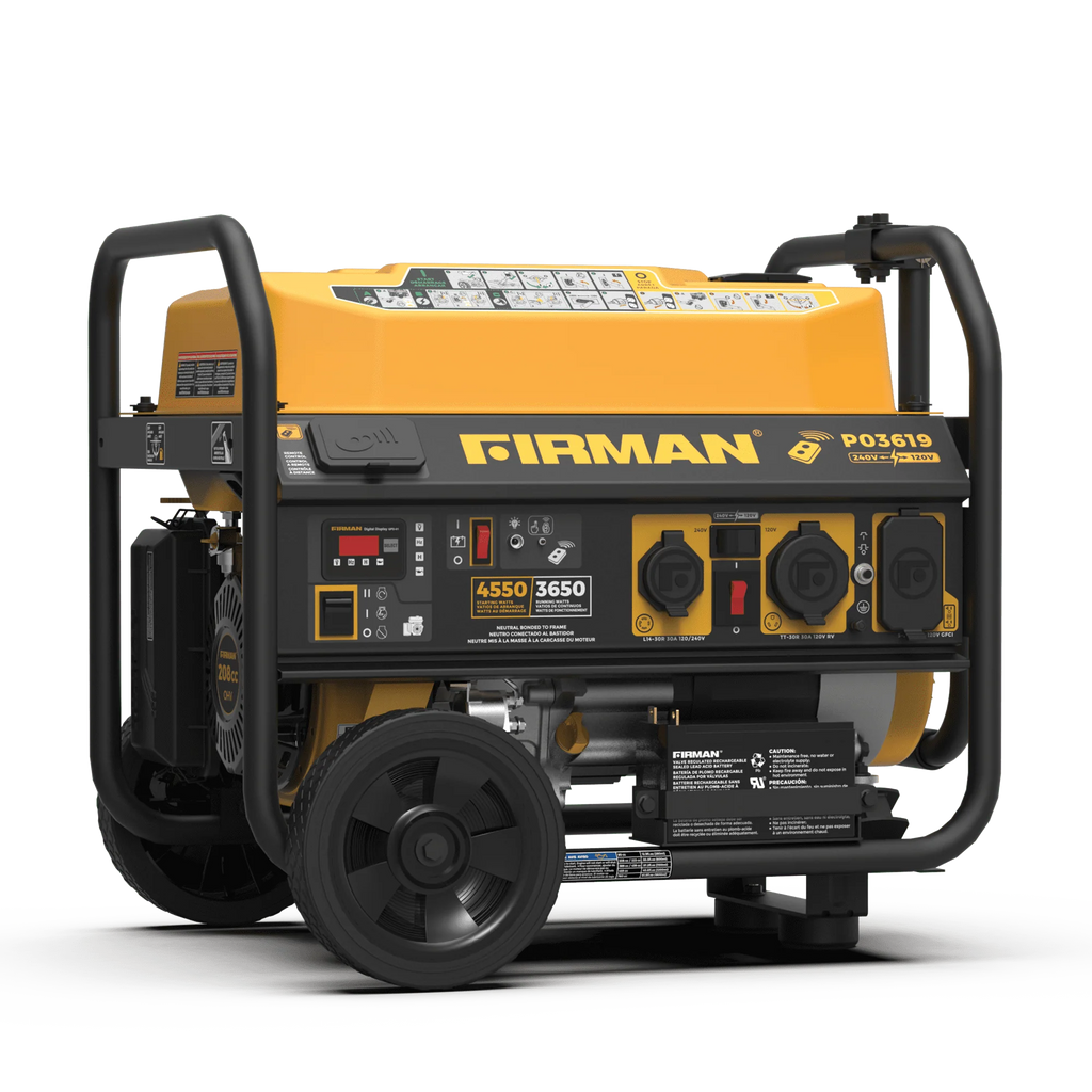 FIRMAN P03619 4550/3650 Watt Remote Start Gas Portable Generator with Wheel Kit K98333
