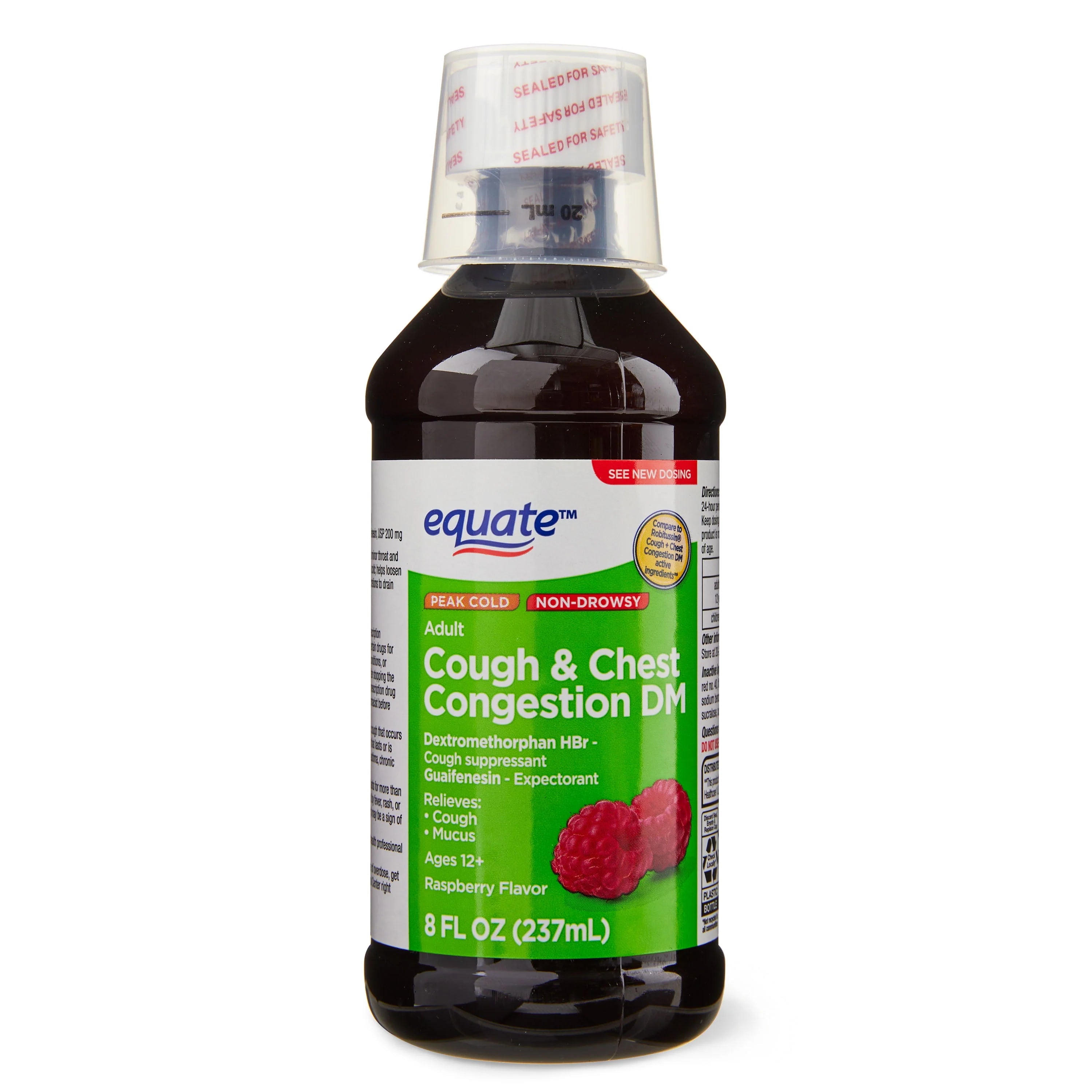 Equate Tussin Cough and Chest Congestion DM, Raspberry, 8 fl oz E627219