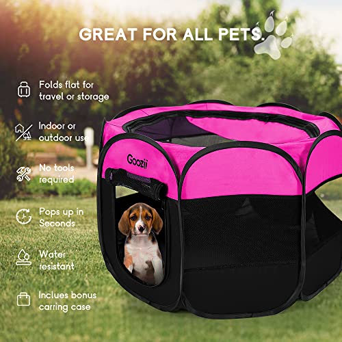 Portable Dog Playpen for Small Dogs Indoor Outdoor, Collapsible with Roof Cover, Green C304366
