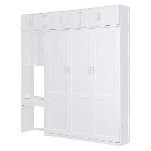 PURLOVE Wood Twin Murphy Bed with Light and USB, Gray W600663