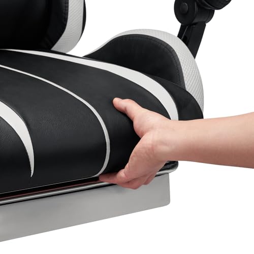 HOFFREE RGB Gaming Chair with Speakers and Footrest, Blue and Black B69323