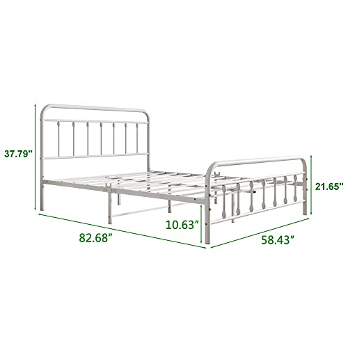 Vintage Full Size Metal Bed Frame with Headboard and Footboard, Black Z946901